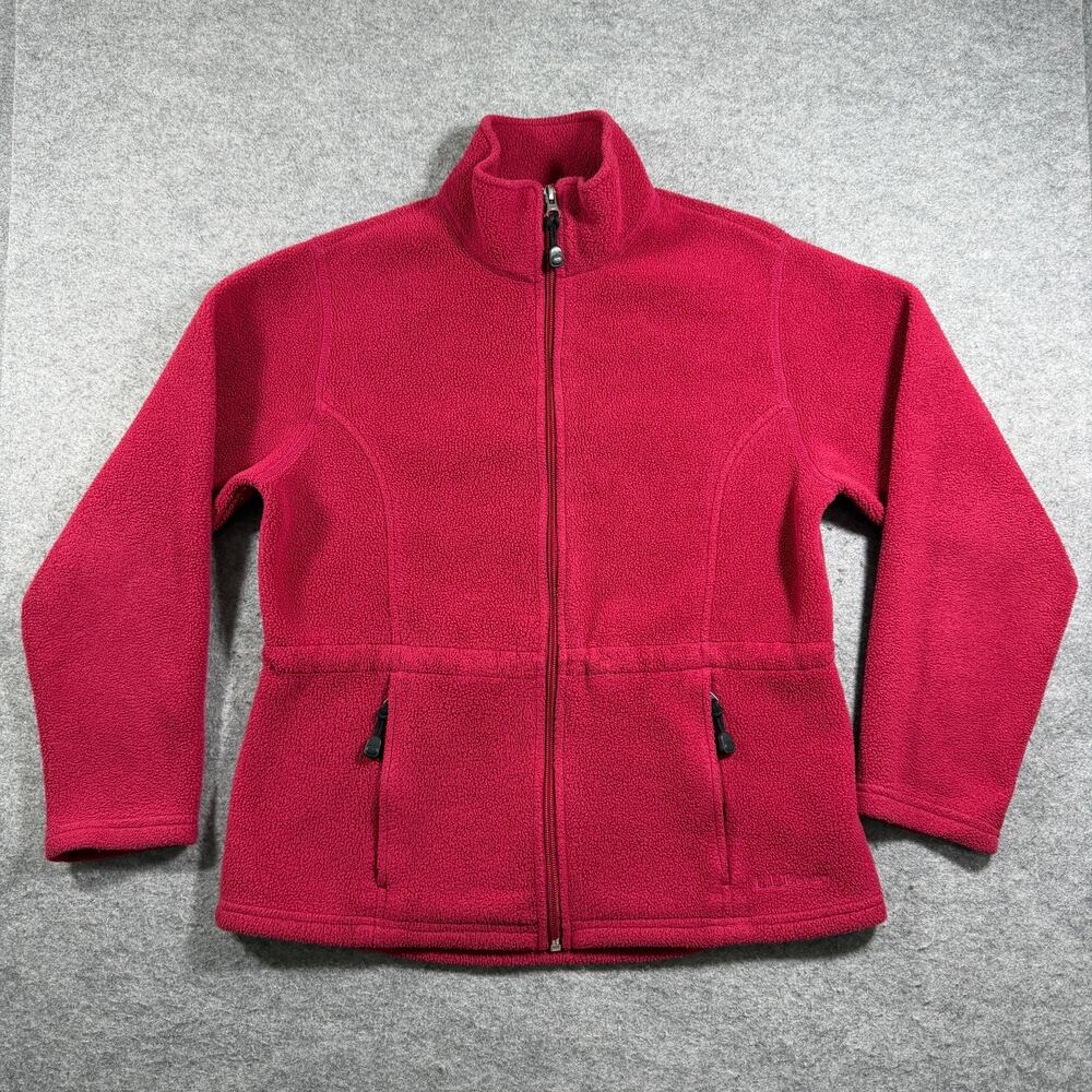 Vintage L.L.Bean Fleece Jacket Womens S Red Full Zip Outdoor Hiking High Collar